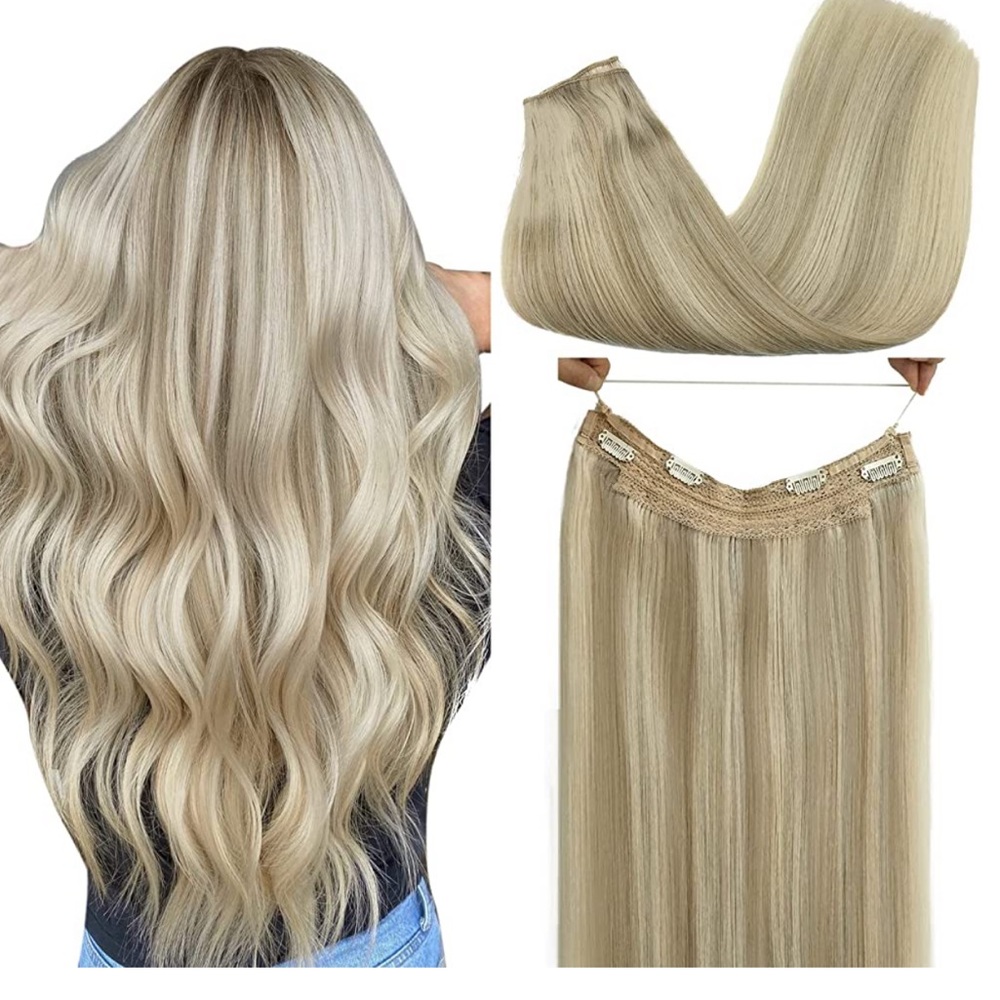 highlighted halo hair extension - 100% human hair